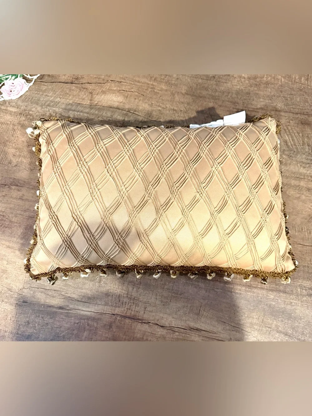 Springmaid Gold Brocade Tassel Lumbar throw pillow
